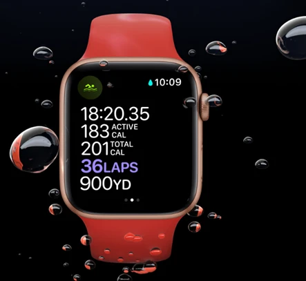 Išmanusis laikrodis Apple Watch Series 6 GPS + Cellular, 44m, Auksinės  spalvos nerūdijančio plieno korpusas su mėlynos spalvos sportiniu dirželiu  | Varle.lt