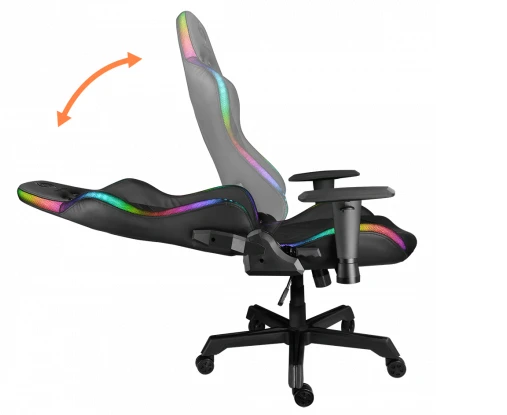 Žaidimų kėdė Deltaco GAM-080 Gaming Chair, PU oda, su RGB pašvietimu, Juoda aprašymas - Prekės nuotrauka