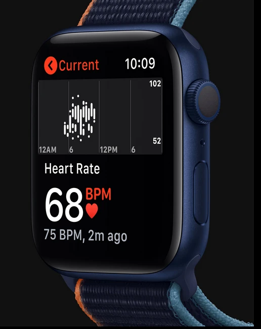 Išmanusis laikrodis Apple Watch Series 6 GPS + Cellular, 44m, Auksinės  spalvos nerūdijančio plieno korpusas su mėlynos spalvos sportiniu dirželiu  | Varle.lt