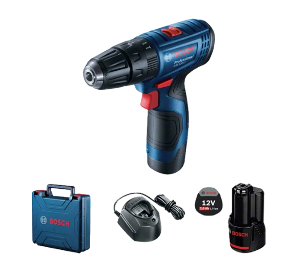 Akumuliatorinis smūginis gręžtuvas-suktuvas Bosch GSB 120-LI Professional, 12V 30/14Nm 2x2,0Ah aprašymas - Prekės nuotrauka