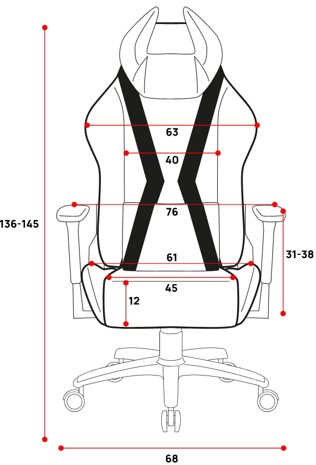 Žaidimų kėdė Diablo X-Horn 2.0 Gaming Chair King Size, Juoda-balta aprašymas - Prekės nuotrauka