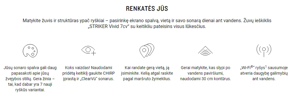 Garmin Striker Vivid 7cv Su keitikliu GT20-TM aprašymas - Prekės nuotrauka
