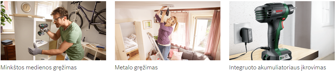Akumuliatorinis gręžtuvas-suktuvas Bosch EasyDrill 12 aprašymas - Prekės nuotrauka