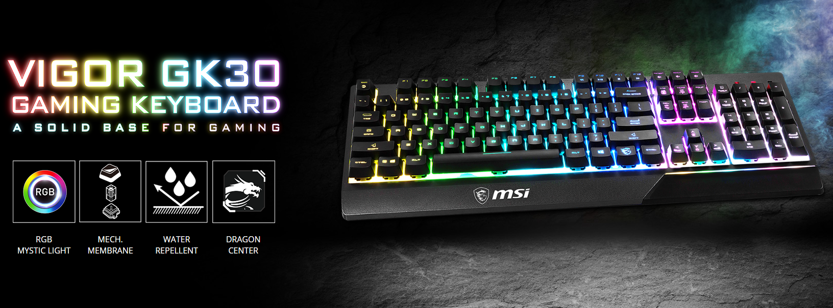 MSI Vigor GK30 Klaviatūra žaidimams, US išdėstymas, su laidu, Juodas aprašymas - Prekės nuotrauka