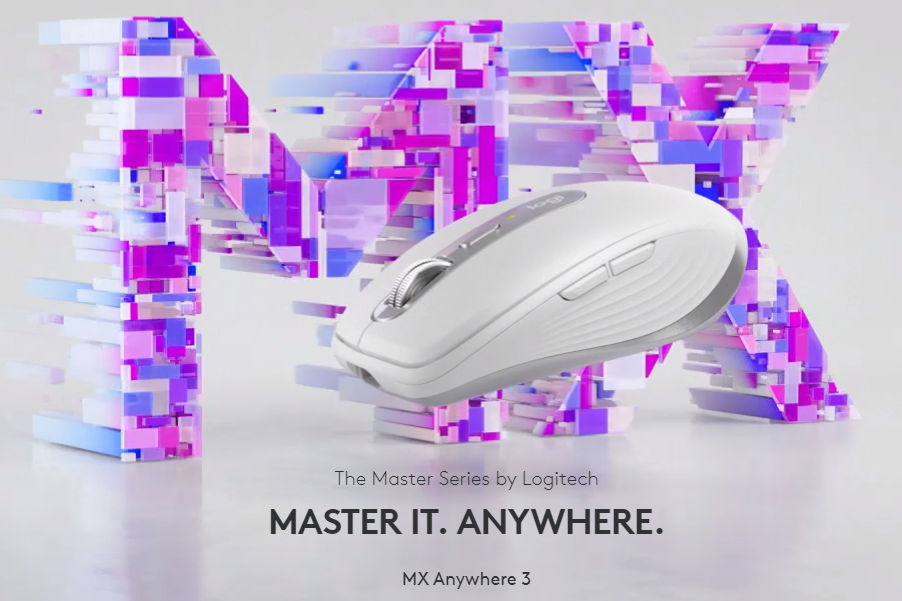 Belaidė pelė Logitech MX Anywhere 3, 2.4GHz/Bluetooth, Šviesiai pilkos spalvos aprašymas - Prekės nuotrauka