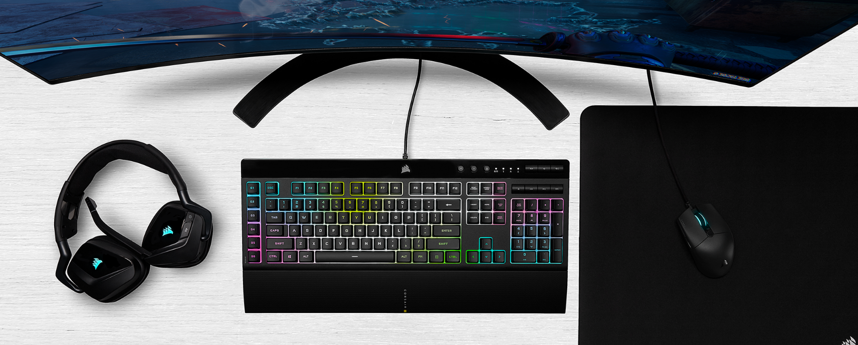 Žaidimų klaviatūra Corsair K55 RGB Pro XT su RGB pašvietimu, ENG išdėstymas aprašymas - Prekės nuotrauka