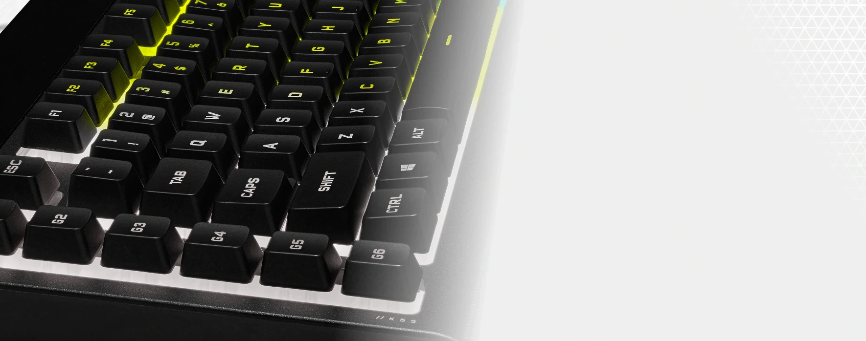 Žaidimų klaviatūra Corsair K55 RGB Pro su 5 zonų RGB pašvietimu, DE išdėstymas aprašymas - Prekės nuotrauka