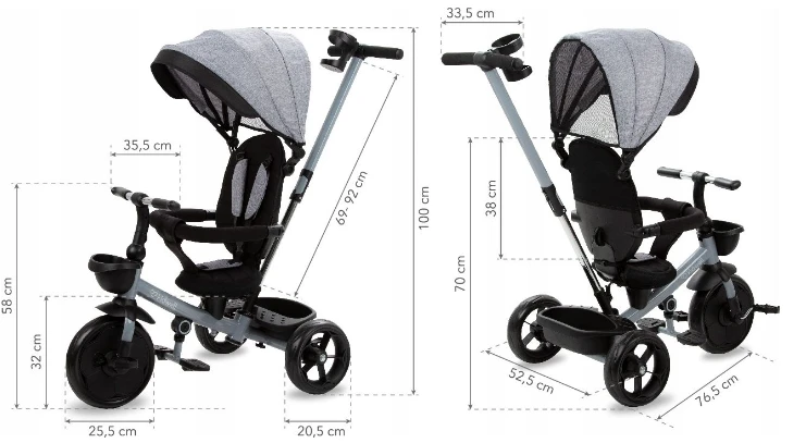 Triratukas Kidwell AXEL Titanium Pilkas aprašymas - Prekės nuotrauka