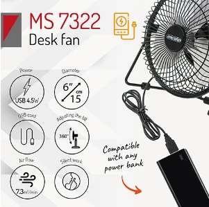 Ventiliatorius USB Mesko MS 7322 aprašymas - Prekės nuotrauka