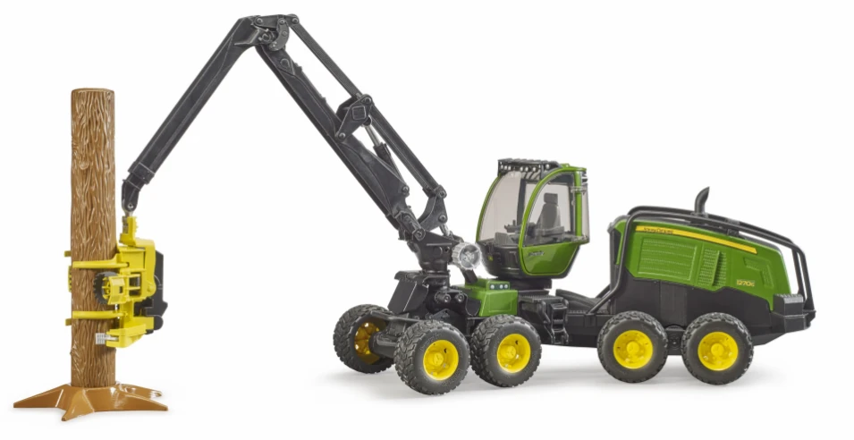 BRUDER medkirtė John Deere 1270G su rąstu, 02135 aprašymas - Prekės nuotrauka