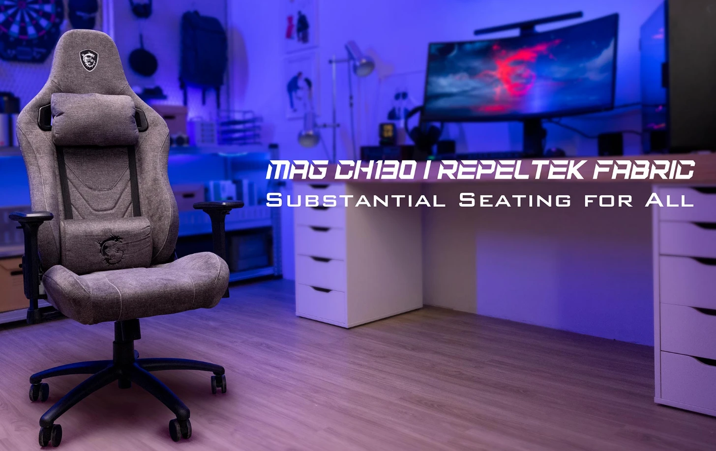 Žaidimų kėdė MSI MAG CH130 I Repeltek Fabric Gaming Chair aprašymas - Prekės nuotrauka