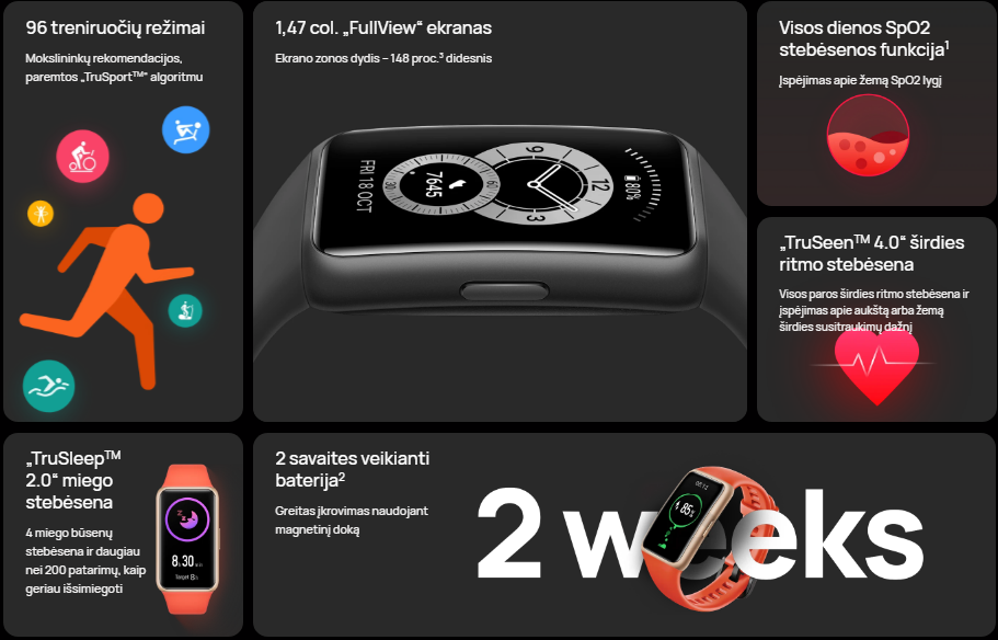 Išmanioji apyrankė Huawei Band 6, Auksinės spalvos su rožinės spalvos  silikoniniu dirželiu | Varle.lt
