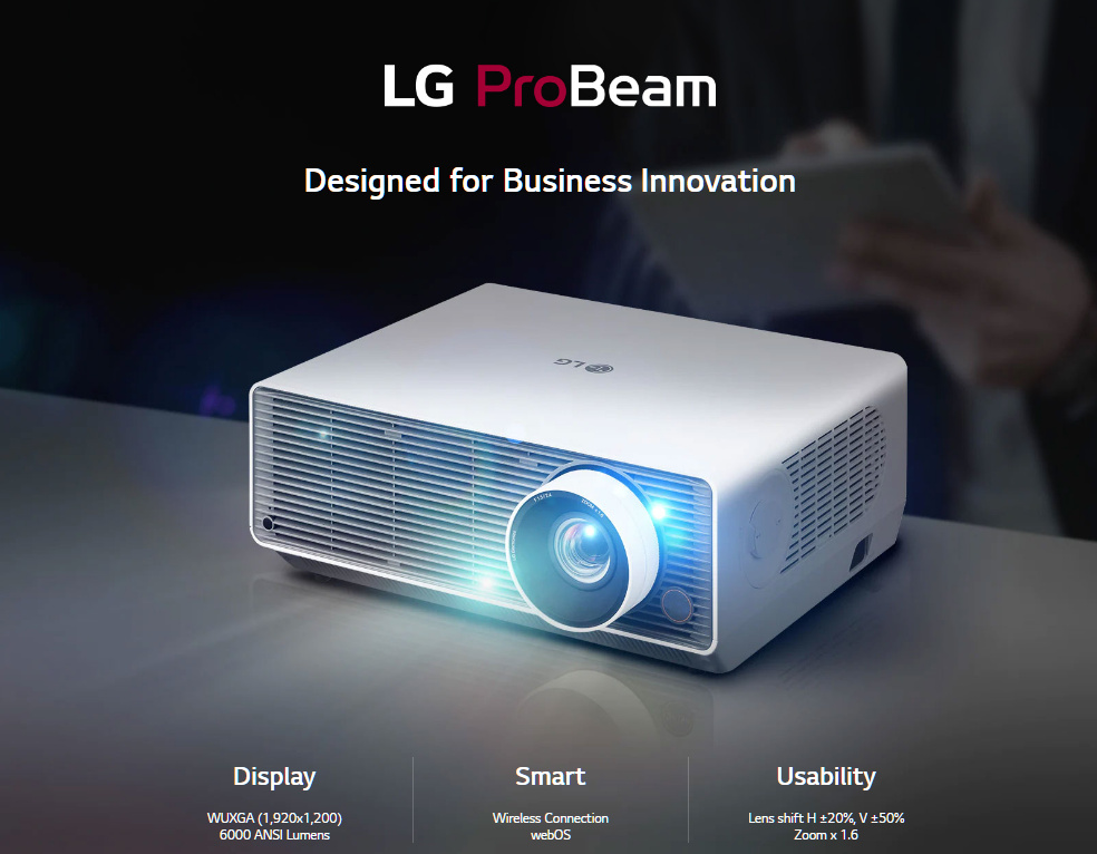 ProBeam LG BF60PST 6000 Liumenų WUXGA Lazerinis Projektorius. Universalus kompaktiško dydžio, našumo ir vertės derinys aprašymas - Prekės nuotrauka