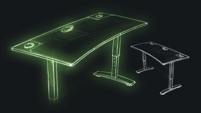 Žaidimų stalas Ultradesk Cruiser Gaming Desk, Reguliuojamo aukščio 660-812mm, Juodas su juodos spalvos kilimėliu aprašymas - Prekės nuotrauka