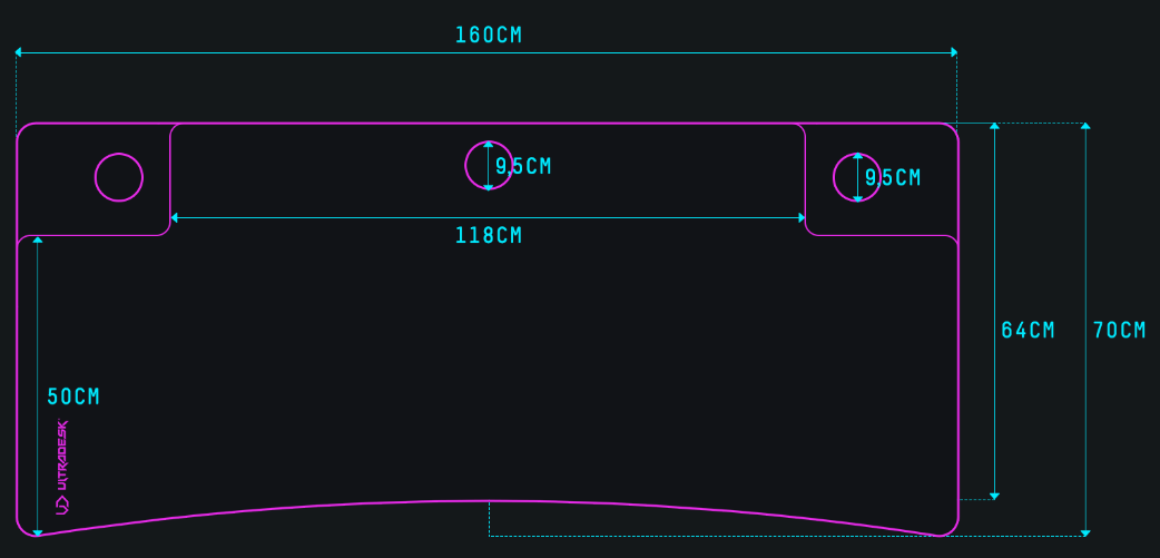 Žaidimų stalas Ultradesk Cruiser Gaming Desk, Reguliuojamo aukščio 660-812mm, Juodas su juodos spalvos kilimėliu aprašymas - Prekės nuotrauka