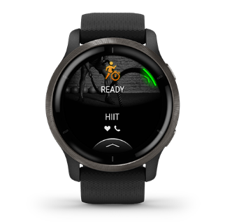 Išmanusis laikrodis Garmin Venu 2, Skalūno spalvos nerūdijančiojo plieno apvadas, su juodu korpusu ir silikoniniu dirželiu aprašymas - Prekės nuotrauka