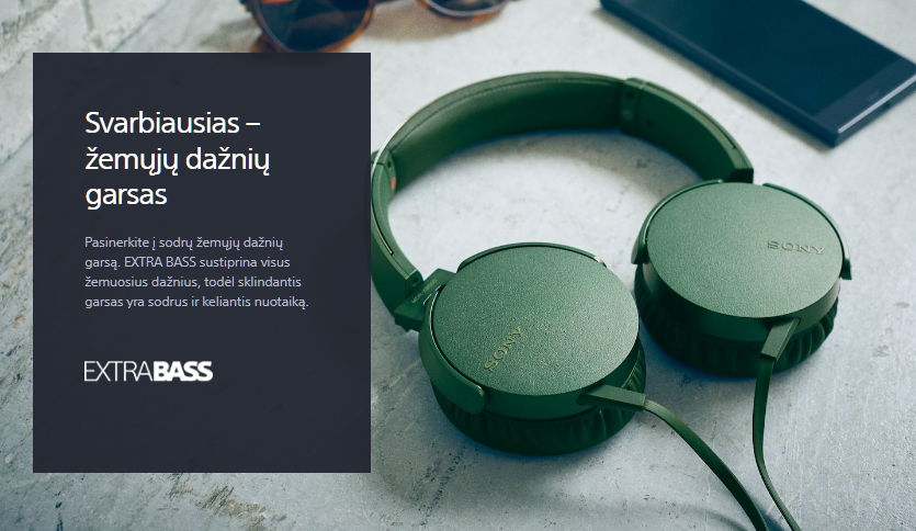 EXTRA BASS ausinės Sony MDR-XB550AP su mikrofonu, raudonos | Varle.lt