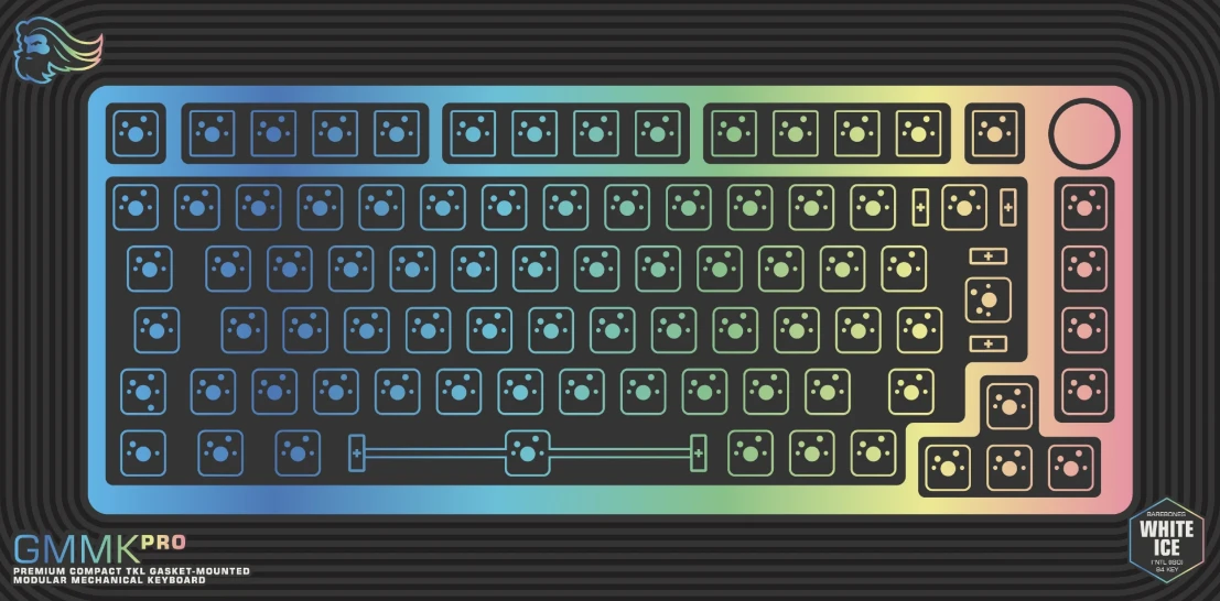 Glorious Klaviatūra GMMK PRO GMMK-P75-RGB-W ANSI US išdėstymas (be klavišų), White Ice aprašymas - Prekės nuotrauka