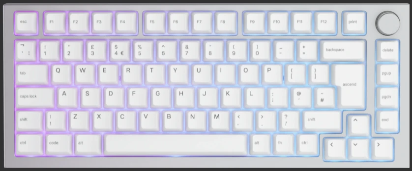 Glorious Klaviatūra GMMK PRO GMMK-P75-RGB-W ANSI US išdėstymas (be klavišų), White Ice aprašymas - Prekės nuotrauka