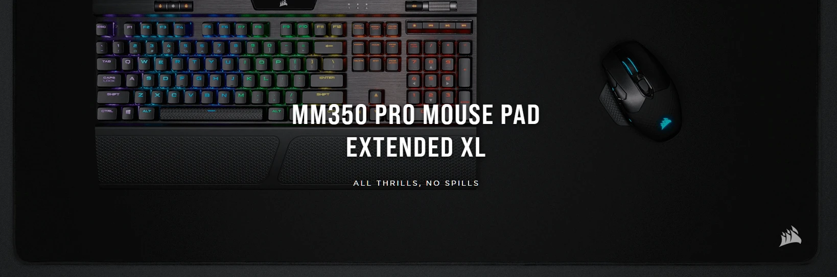 Pelės kilimėlis žaidimams Corsair MM350 PRO Premium Spill-Proof Cloth Gaming Mouse Pad – Extended XL, Juodas aprašymas - Prekės nuotrauka
