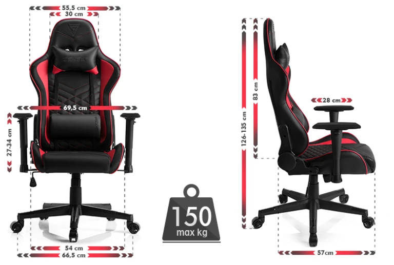 Žaidimų kėdė Sense7 Spellcaster Gaming Chair, Juoda-Raudona aprašymas - Prekės nuotrauka