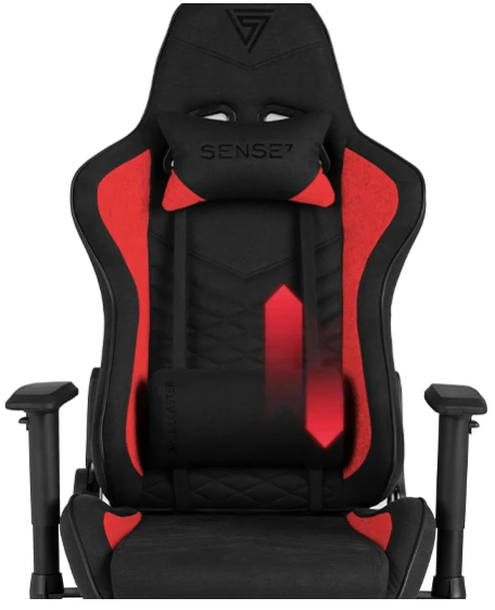 Žaidimų kėdė Sense7 Spellcaster fabric Gaming Chair, Juoda-raudona aprašymas - Prekės nuotrauka