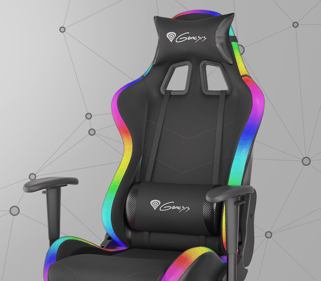 Žaidimų kėdė Genesis Trit 500 RGB Gaming Chair, su RGB pašvietimu aprašymas - Prekės nuotrauka