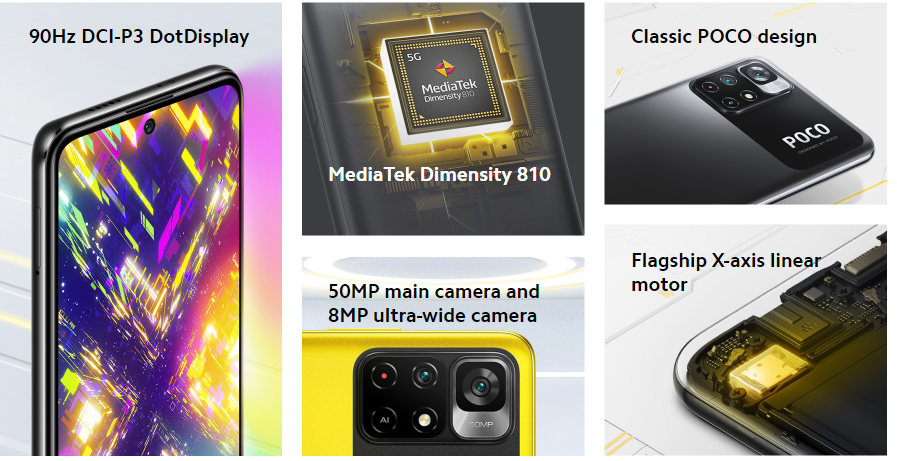 Xiaomi POCO M4 Pro 5G 4GB+64GB, geltonas (POCO Yellow) aprašymas - Prekės nuotrauka