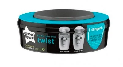 TOMMEE TIPPEE kasetė SANGENIC TWIST REFILL sauskelnių konteineriui, 1 vnt., 85100602 aprašymas - Prekės nuotrauka