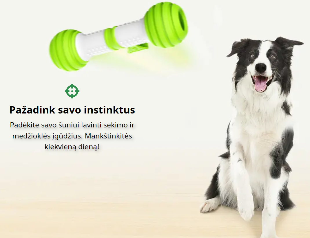 Doggy Village Rolling Bone Mobilus, riedantis, interaktyvus kaulinis žaislas vidutiniams ir dideliems šunims aprašymas - Prekės nuotrauka