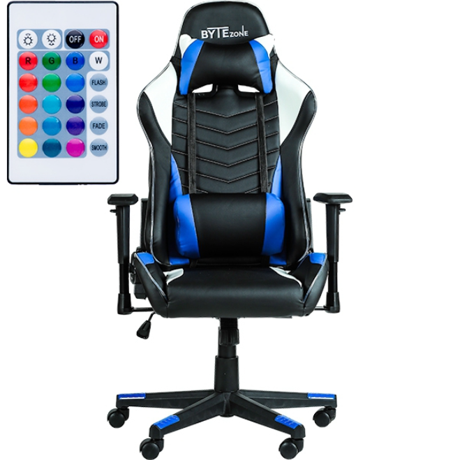 Žaidimų kėdė ByteZone Winner su RGB LED pašvietimu Gaming Chair, Mėlyna aprašymas - Prekės nuotrauka