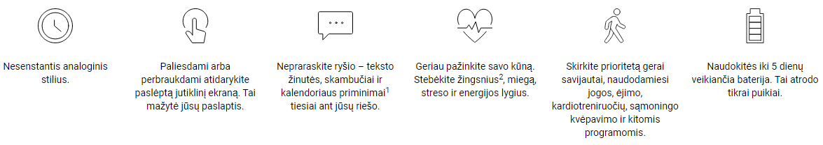 Išmanusis laikrodis Garmin Vivomove Sport, Juodos spalvos aprašymas - Prekės nuotrauka