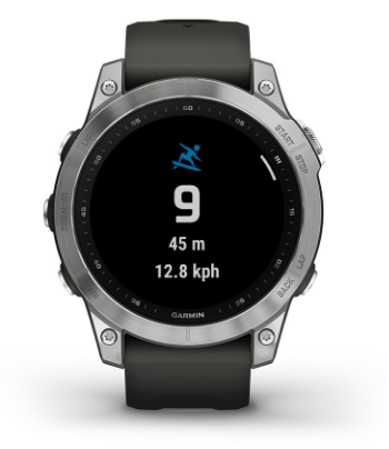 Išmanusis laikrodis Garmin fenix 7 – Standard Edition, Sidabro spalvos korpusas su grafito spalvos silikoniniu dirželiu aprašymas - Prekės nuotrauka