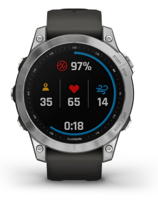 Išmanusis laikrodis Garmin fenix 7 – Standard Edition, Sidabro spalvos korpusas su grafito spalvos silikoniniu dirželiu aprašymas - Prekės nuotrauka