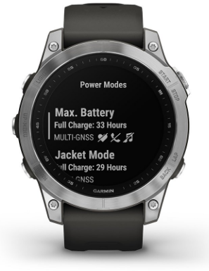 Išmanusis laikrodis Garmin fenix 7 – Standard Edition, Sidabro spalvos korpusas su grafito spalvos silikoniniu dirželiu aprašymas - Prekės nuotrauka