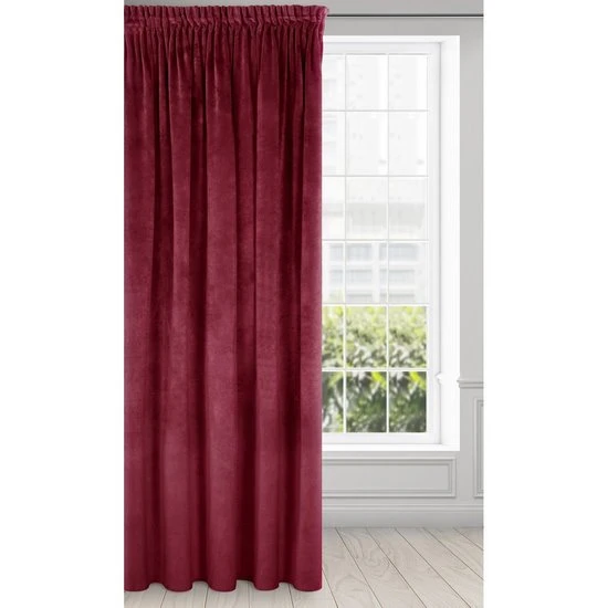 Naktinė užuolaida iš minkšto aksomo Eurofirany DIVA LINE RIA 140X270 cm, juosta/ tunelis/ kabliukai, 300 g/m2, spalva: bordo aprašymas - Prekės nuotrauka