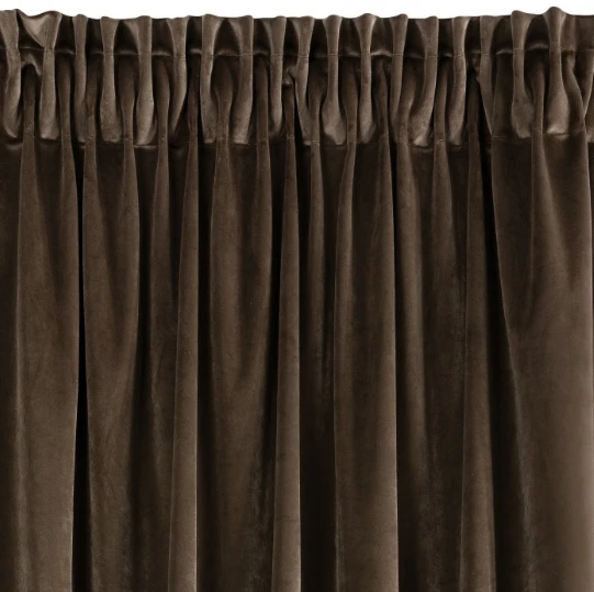 Naktinė užuolaida iš minkšto aksomo Eurofirany DIVA LINE RIA 140X270 cm, juosta/ tunelis/ kabliukai, 300 g/m2, spalva: ruda aprašymas - Prekės nuotrauka