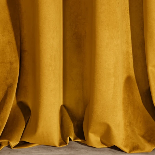 Naktinė užuolaida iš minkšto aksomo Eurofirany DIVA LINE RIA 140X270 cm, juosta/ tunelis/ kabliukai, 300 g/m2, spalva: garstyčių aprašymas - Prekės nuotrauka