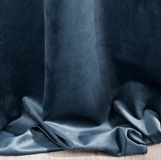 Naktinė užuolaida iš minkšto aksomo Eurofirany DIVA LINE RIA 140X270 cm, juosta/ tunelis/ kabliukai, 300 g/m2, spalva: mėlyna aprašymas - Prekės nuotrauka