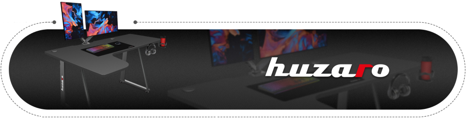 Kampinis žaidimų stalas Huzaro Hero 7.7 Gaming Desk, Juodas aprašymas - Prekės nuotrauka