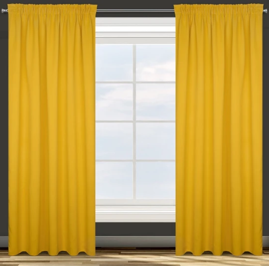 Eurofirany DESIGN 91 Naktinė užuolaida iš lygaus užtemdančio audinio PARISA, 135X270 cm, juosta / tunelis / kabliukai, spalva: garstyčių aprašymas - Prekės nuotrauka