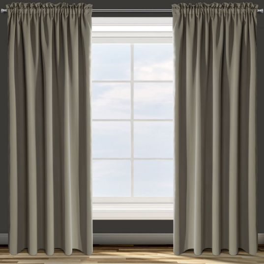 Eurofirany DESIGN 91 Naktinė užuolaida iš lygaus užtemdančio audinio PARISA, 135X270 cm, juosta / tunelis / kabliukai, spalva: tamsi smėlio aprašymas - Prekės nuotrauka