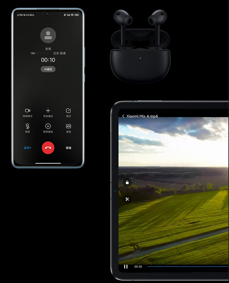 HiFi HD Belaidės Ausinės Xiaomi Buds 3 su HRTF garso suderinimu bei aktyviu triukšmo slopinimu, Juodos aprašymas - Prekės nuotrauka