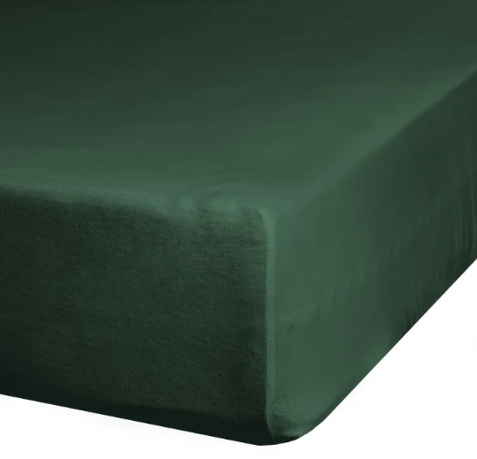 Eurofirany DESIGN 91 Medvilninė paklodė su guma JERSEY, 140X200+30CM, 125 g/m2 , spalva: žalia Paklodė aprašymas - Prekės nuotrauka