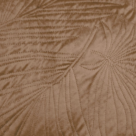 Eurofirany DESIGN 91 LUIZ / 4 Aksominė lovatiesė, dygsniuota karšto spaudimo būdu su palmių lapų raštu, 170X210 cm, spalva: plytų Lovatiesė aprašymas - Prekės nuotrauka