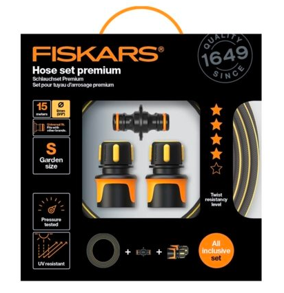 Fiskars Žarnos komplektas Premium 9mm (3/8