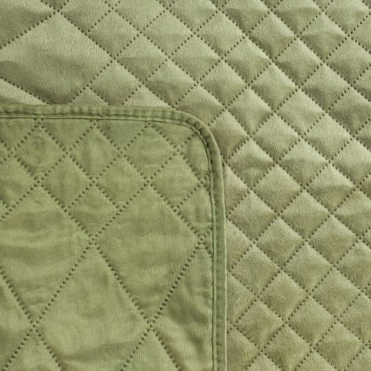 Eurofirany DESIGN 91 LUIZ / 3 Aksominė lovatiesė, dygsniuota karšto spaudimo būdu su geometriniu raštu, 170X210 cm, spalva: šviesiai žalia Lovatiesė aprašymas - Prekės nuotrauka
