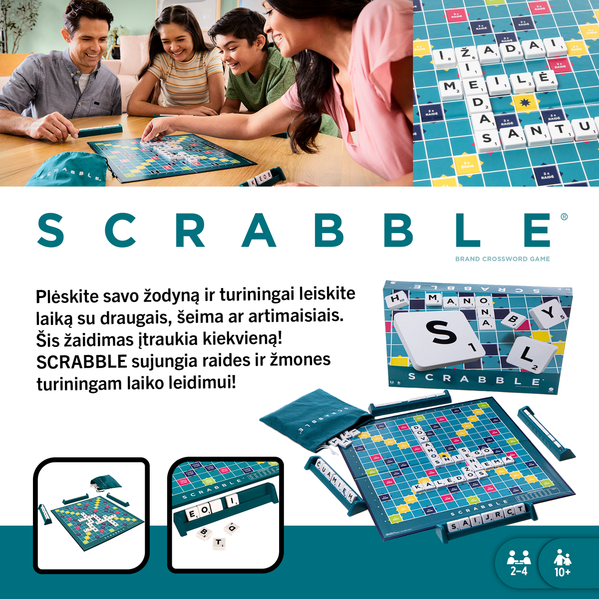 MATTEL Stalo žaidimas Scrabble (lietuvių kalba), Y9624 aprašymas - Prekės nuotrauka