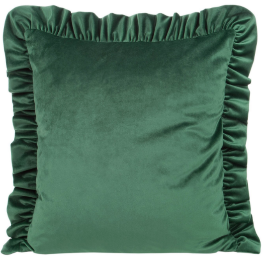 Eurofirany VELVET / 25 Aksominis pagalvės užvalkalas, dekoruotas raukiniais, 45 X 45 cm, spalva: tamsiai žalia aprašymas - Prekės nuotrauka