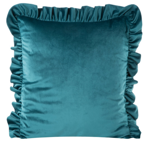 Eurofirany VELVET / 25 Aksominis pagalvės užvalkalas, dekoruotas raukiniais, 45 X 45 cm, spalva: tamsi turkio aprašymas - Prekės nuotrauka